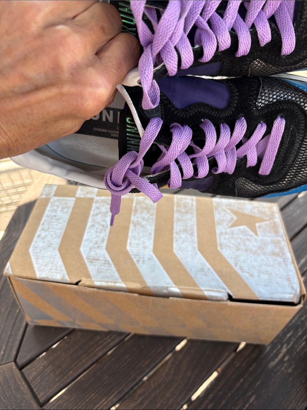Golden Goose Women's Purple, Blue & Gold Star Sneakers - Picture 9 of 10